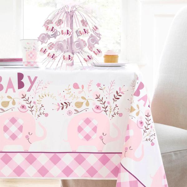 Babyshower Taitettava Pöytäkoriste Elefantti Vaaleanpunainen