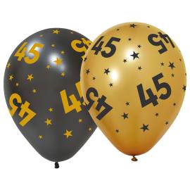 Lateksiilmapallot Tähdillä ja Numerolla 45, 6 kpl