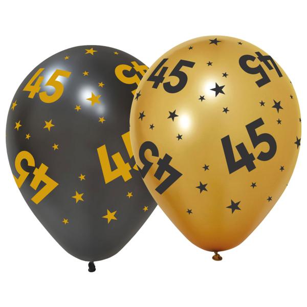 Lateksiilmapallot Tähdillä ja Numerolla 45, 6 kpl