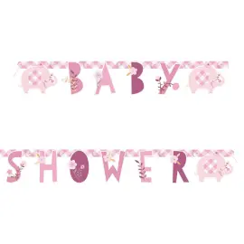 Babyshower Viirinauha Elefantti Vaaleanpunainen