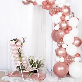 Ilmapallokaari Setti Valkoinen & Ruusukulta