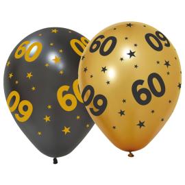 Lateksiilmapallot Tähdillä ja Numerolla 60, 6 kpl
