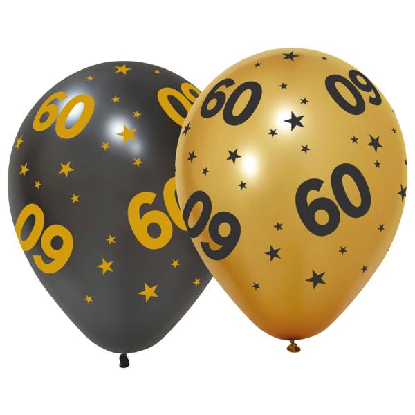 Lateksiilmapallot Tähdillä ja Numerolla 60, 6 kpl