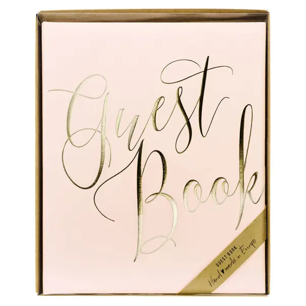 Vieraskirja Guest Book Vaaleanpinkki ja Kulta