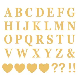 Itsekiinnittyv&auml;t Kirjaimet & Syd&auml;met Kulta 56 kpl