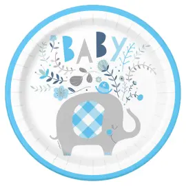 Babyshower Pahvilautaset Elefantti Sininen