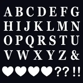 Itsekiinnittyv&auml;t Kirjaimet & Syd&auml;met Valkoiset 56 kpl