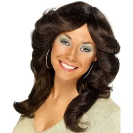 70-luvun Tyttöjen Peruukki Ruskea