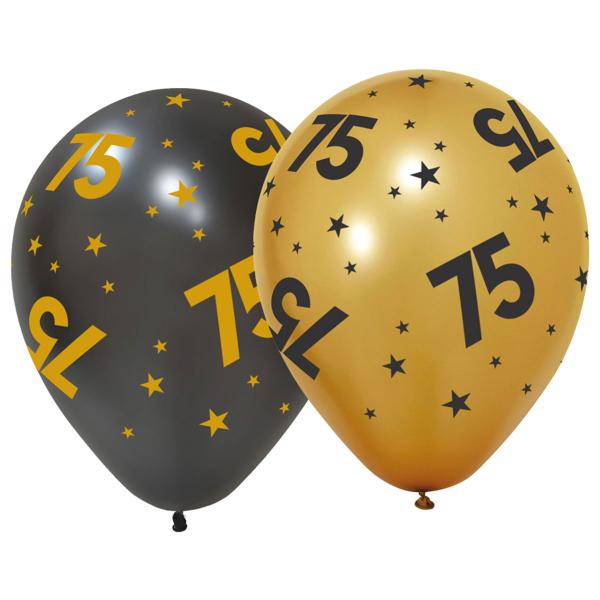 Lateksiilmapallot Tähdillä ja Numerolla 75, 6 kpl