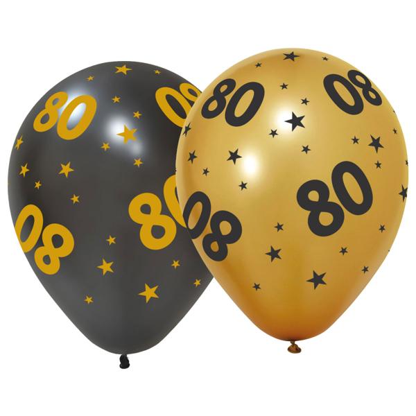 Lateksiilmapallot Tähdillä ja Numerolla 80, 6 kpl