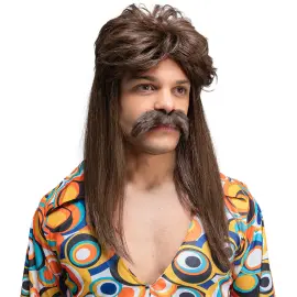 70-luvun Peruukkisetti Tummanruskea