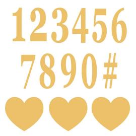 Itsekiinnittyvät Numerot & Sydämet Kulta 16 kpl