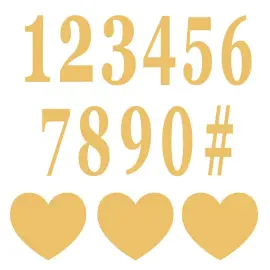 Itsekiinnittyvät Numerot & Sydämet Kulta 16 kpl