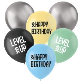 Lateksiilmapallot Level Up Birthday 6 kpl