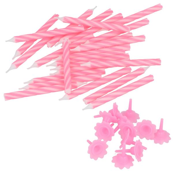 Kakkukynttilät Spiraali Pinkki Pidikkeellä