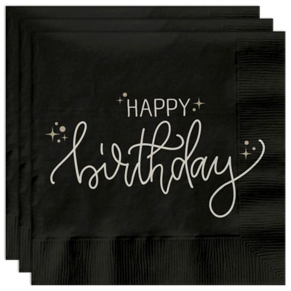 Paperiservetit Happy Birthday Musta 20 kpl