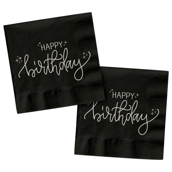 Paperiservetit Happy Birthday Musta 20 kpl