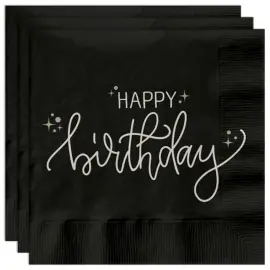 Paperiservetit Happy Birthday Musta 20 kpl