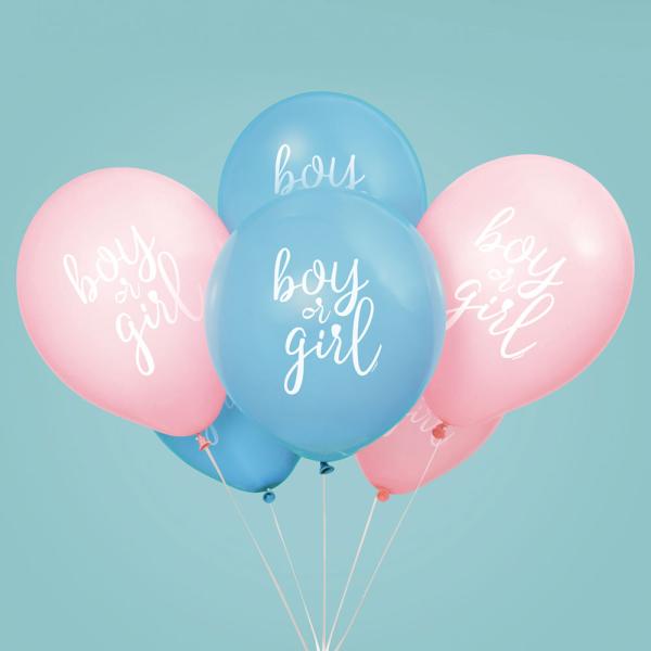 Boy or Girl Ilmapallot Sininen & Vaaleanpunainen