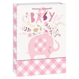 Babyshower Lahjapussit Elefantti Vaaleanpunainen