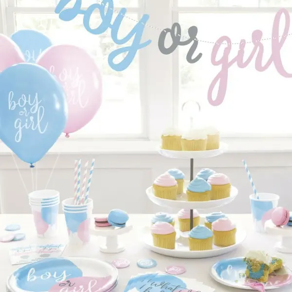 Boy or Girl Ilmapallot Sininen & Vaaleanpunainen