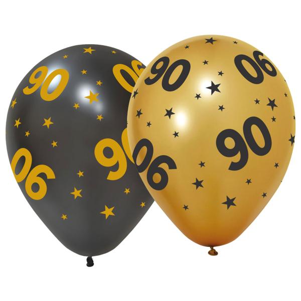 Lateksiilmapallot Tähdillä ja Numerolla 90, 6 kpl