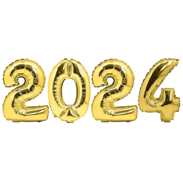 Numeroilmapallot Uudenvuoden Kulta 2024
