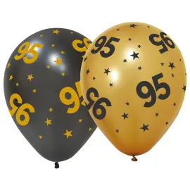 Lateksiilmapallot T&auml;hdill&auml; ja Numerolla 95, 6 kpl