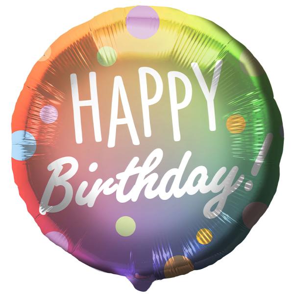 Folioilmapallo Happy Birthday Pilkullinen Värikäs