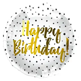 Folioilmapallo Happy Birthday Pilkullinen