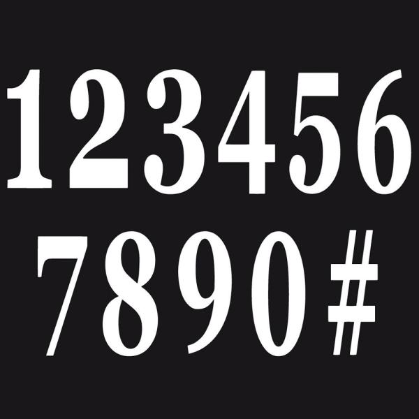 Itsekiinnittyvät Numerot Valkoiset 12 kpl