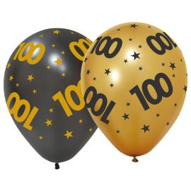 Lateksiilmapallot Tähdillä ja Numerolla 100, 6 kpl