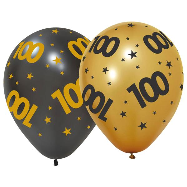 Lateksiilmapallot Tähdillä ja Numerolla 100, 6 kpl