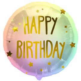 Folioilmapallo Happy Birthday Tähtikuvioitu Pastelli
