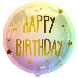 Folioilmapallo Happy Birthday Tähtikuvioitu Pastelli
