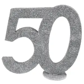 Kimalteleva Syntymäpäiväkoriste 50 v Hopea