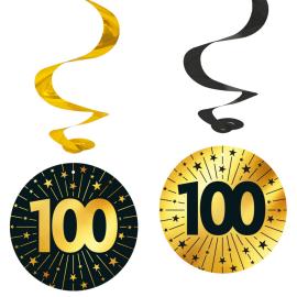 Riippuvat Swirls 100 vuotta Kulta/Musta 4 kpl