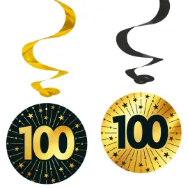 Riippuvat Swirls 100 vuotta Kulta/Musta 4 kpl