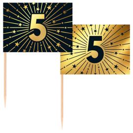 Cocktailtikut 5 vuotta Kulta/Musta 50 kpl