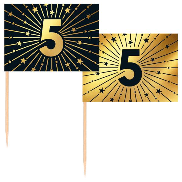 Cocktailtikut 5 vuotta Kulta/Musta 50 kpl