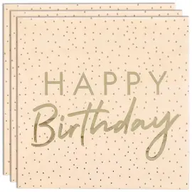 Pilkullinen Lautasliina Happy Birthday Persikka