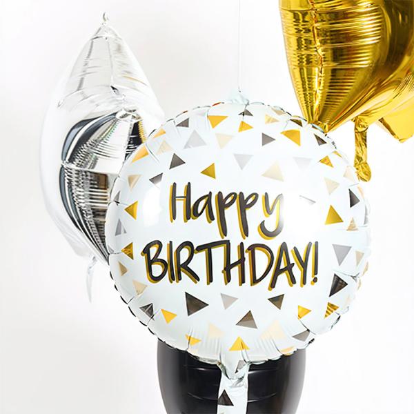 Folioilmapallo Pyöreä Happy Birthday Trianglar