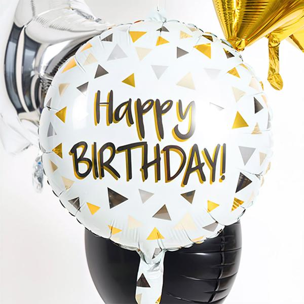 Folioilmapallo Pyöreä Happy Birthday Trianglar