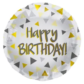 Folioilmapallo Pyöreä Happy Birthday Trianglar