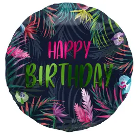 Folioilmapallo Pyöreä Happy Birthday Trooppinen