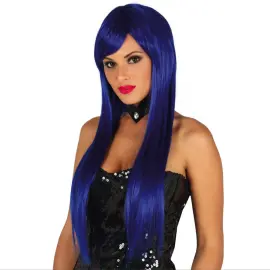 Pitkä Tummansininen Peruukki