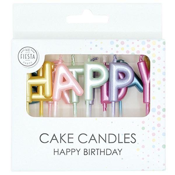 Kirjainkynttilät Happy Birthday Helmiäinen 2,7 cm