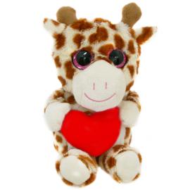 Pehmolelu Kirahvi Punaisella Syd&auml;mell&auml; 15 cm