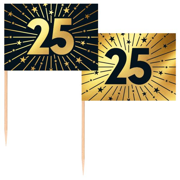 Cocktailtikut 25 vuotta Kulta/Musta 50 kpl