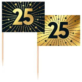 Cocktailtikut 25 vuotta Kulta/Musta 50 kpl
